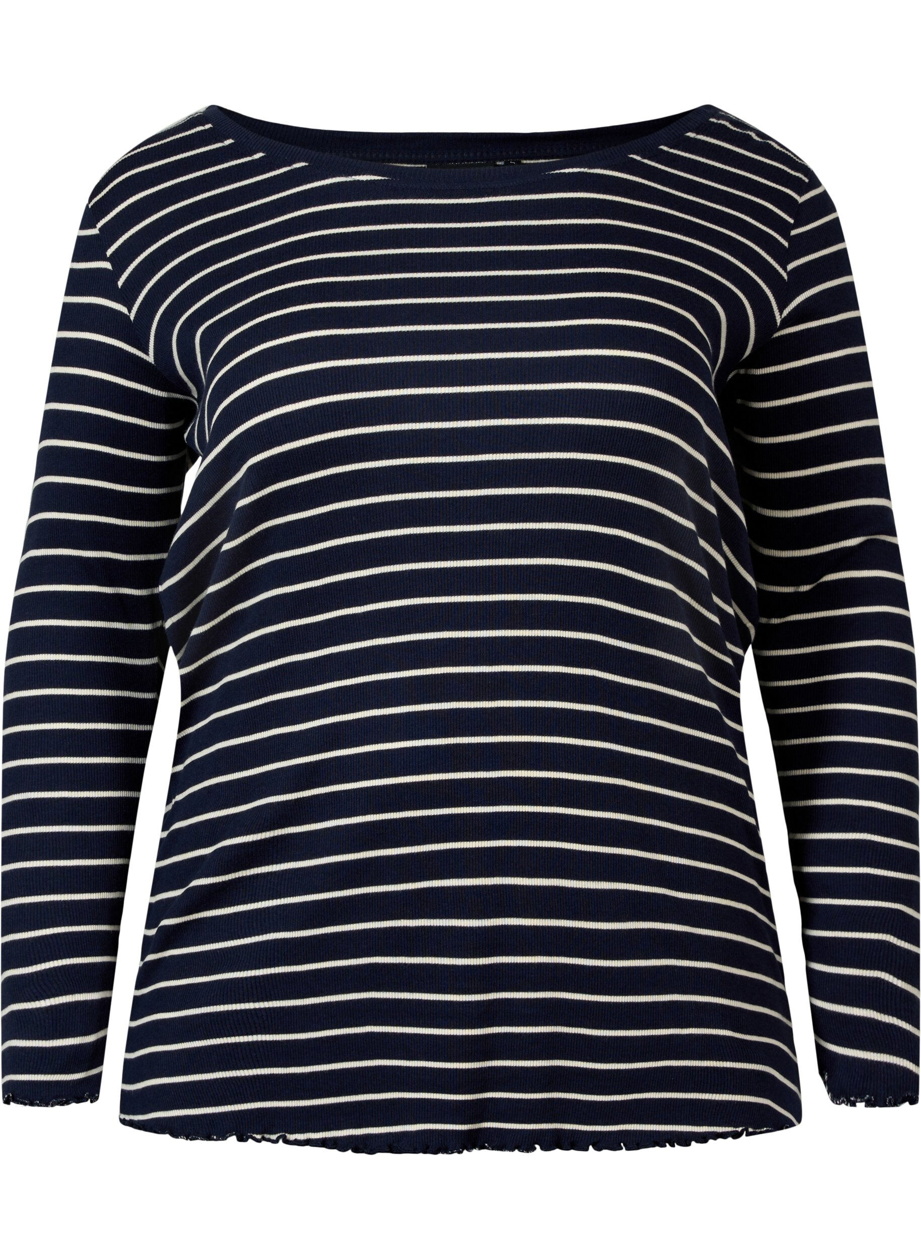 Zizzi Gestreifte Bluse mit Rundhals, Night Sky Stripe, Packshot image number 0