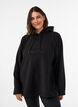 Hoodie aus Fleece mit hohem Kragen und aufgesticktem Text, Schwarz, Model image number 0