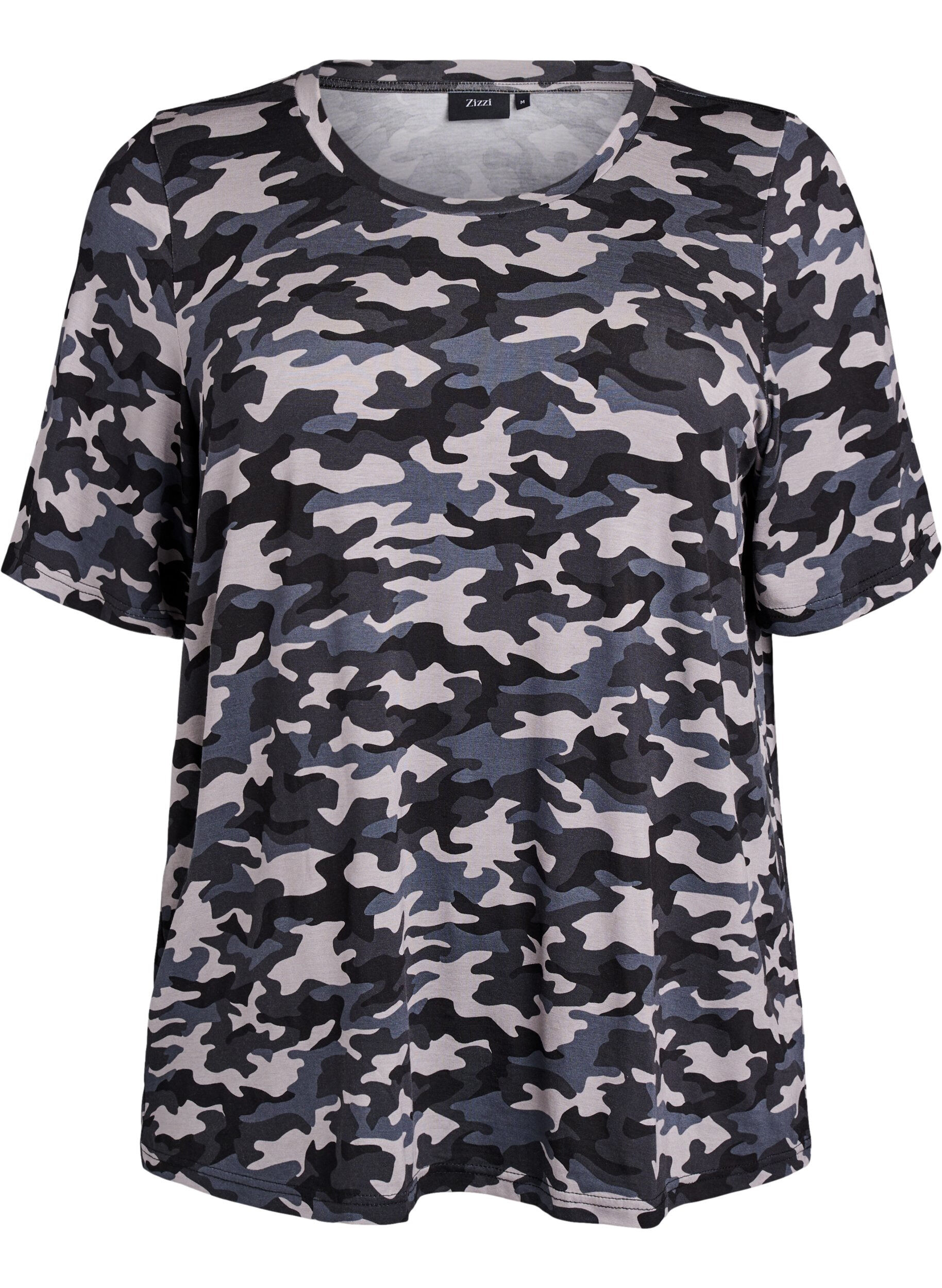 ZizziT-Shirt mit TENCEL&trade; Lyocell und Tarnmuster, Grau, Packshot image number 0