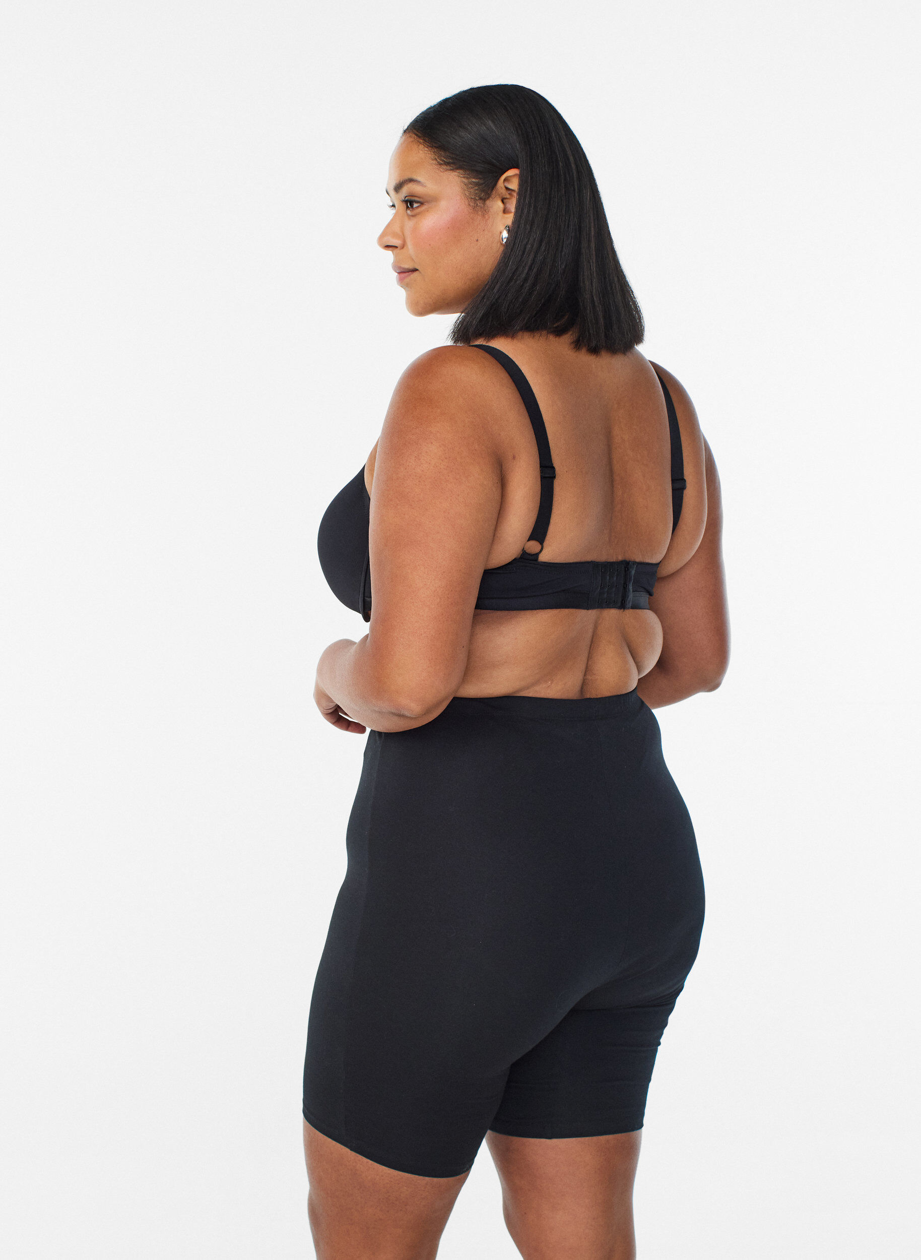 Zizzi Slip aus Baumwolle mit langem Bein, Schwarz, Model image number 1