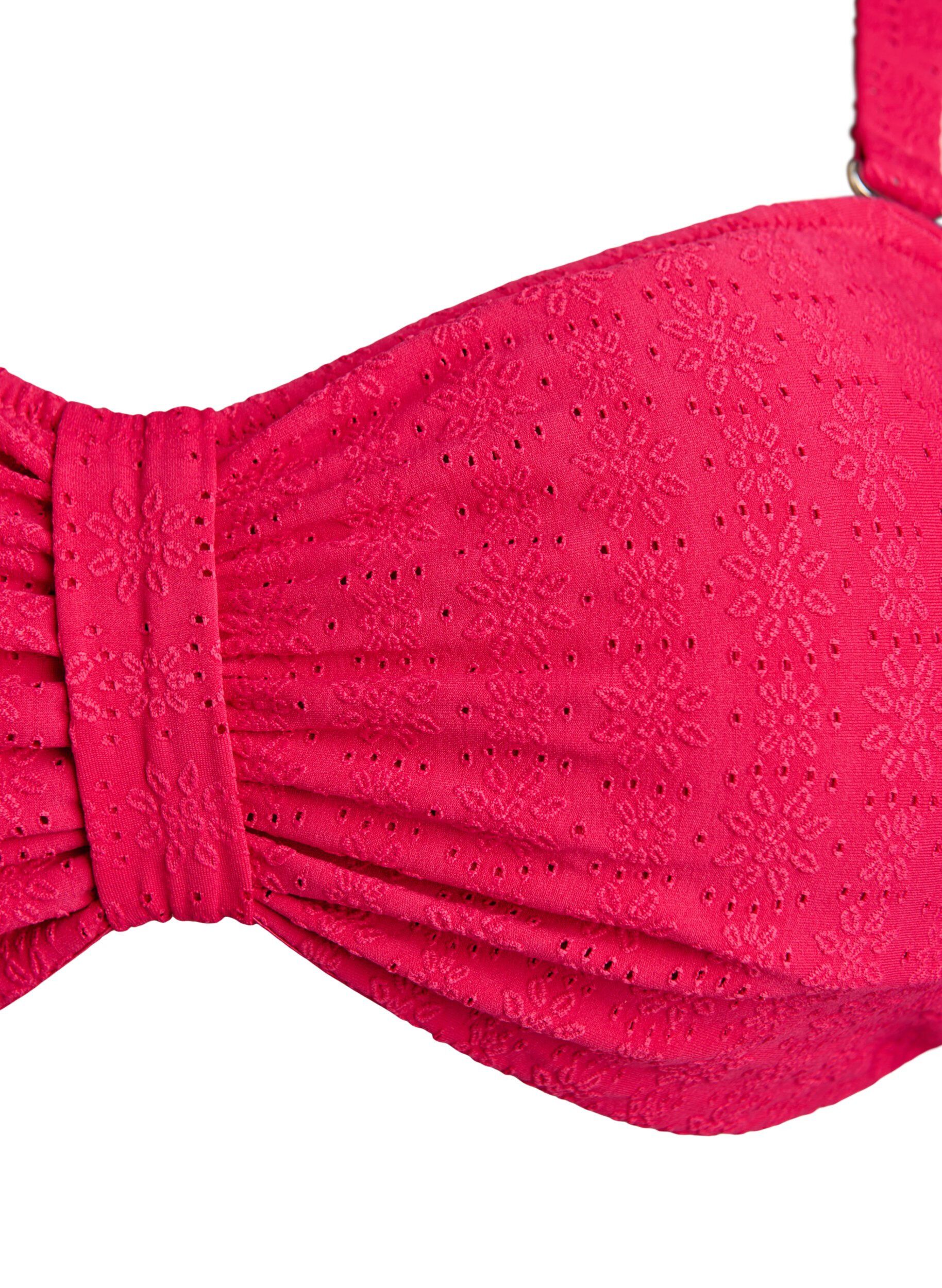 Zizzi Bandeau-Bikini-Top mit Strukturmuster und abnehmbaren Tr&auml;gern, Pink, Packshot image number 2