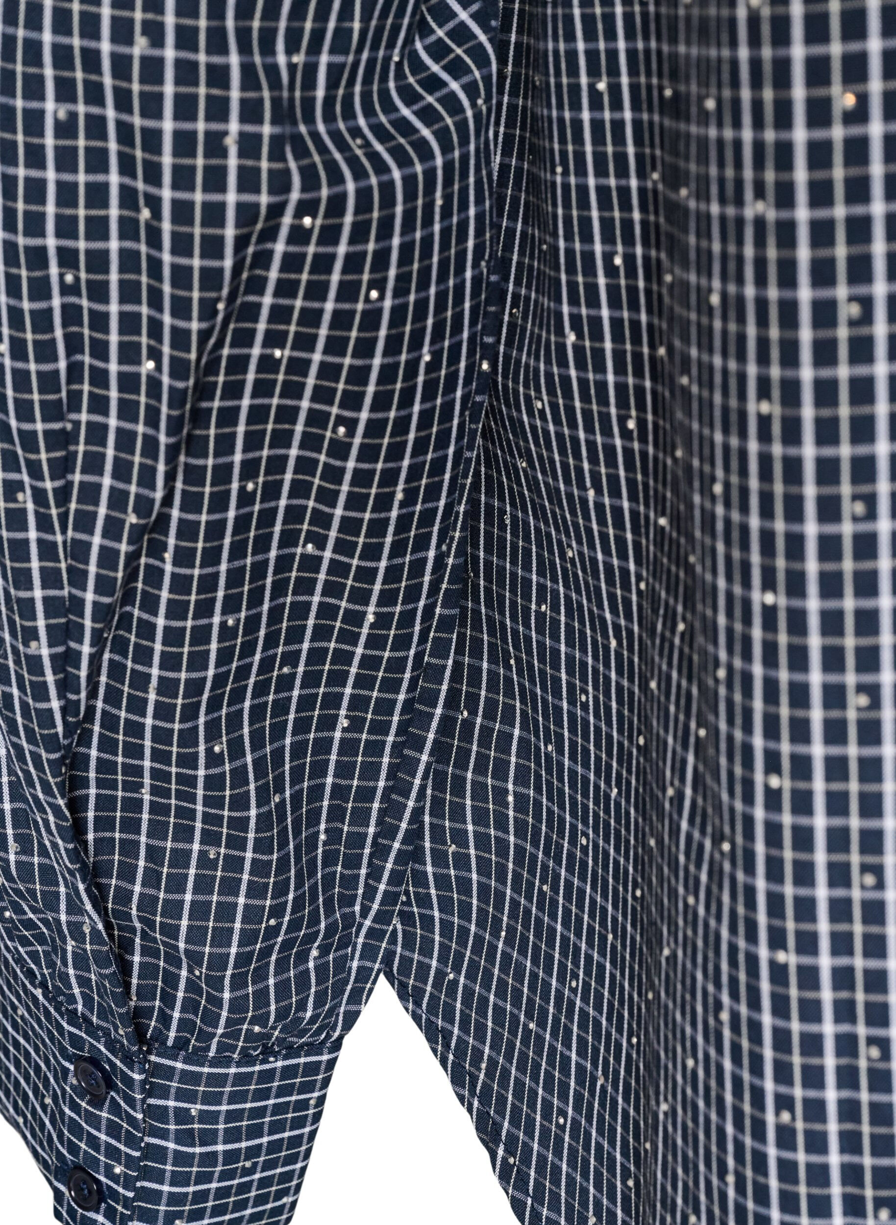 ZizziKariertes Hemd mit Strasssteinen, Blau, Packshot image number 3
