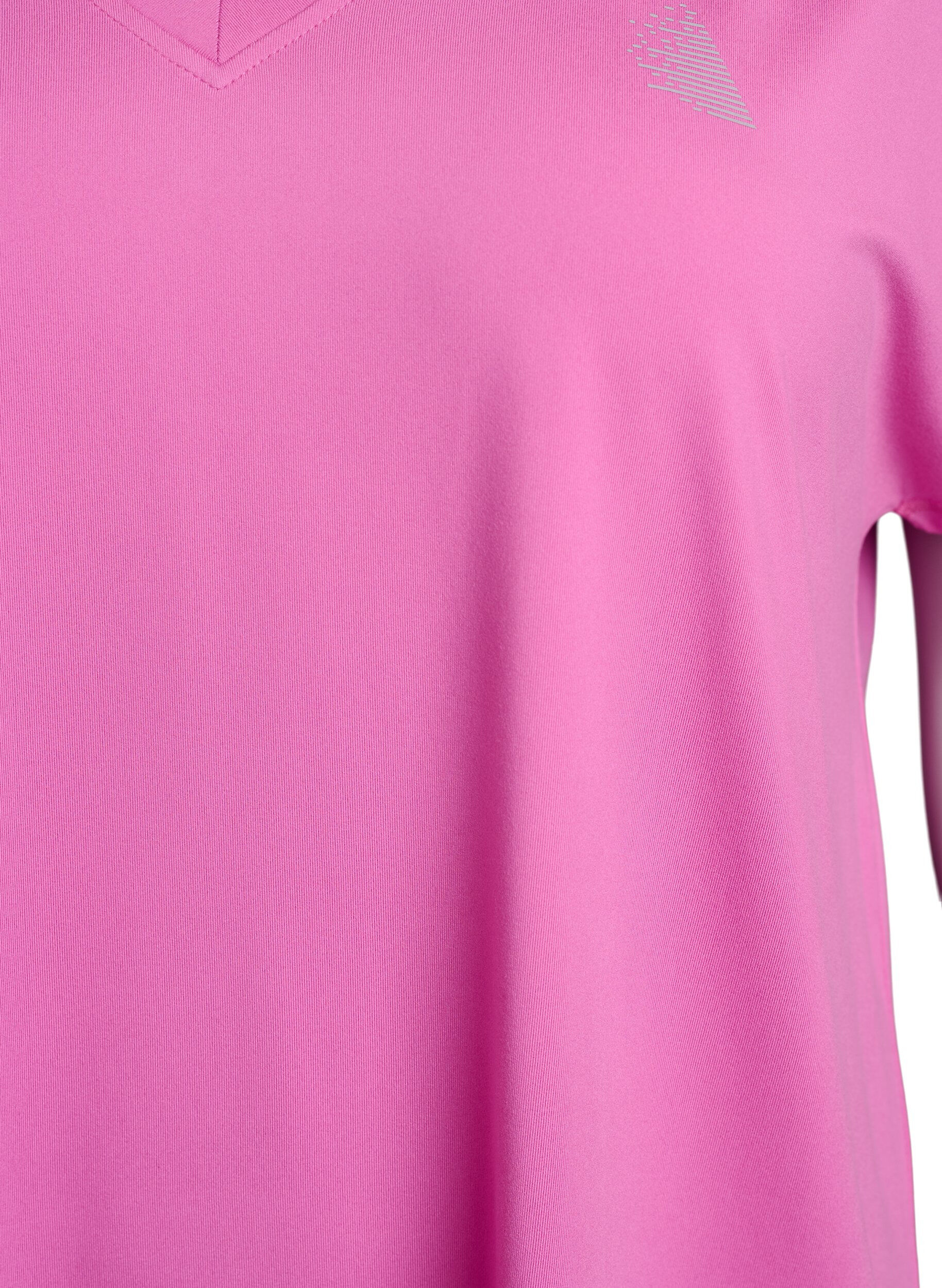 ZizziLockeres Trainingsshirt mit V-Ausschnitt, Pink, Packshot image number 2
