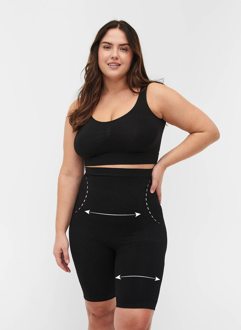 Hochtaillierte Shapewear Shorts, Schwarz, Model image number 0