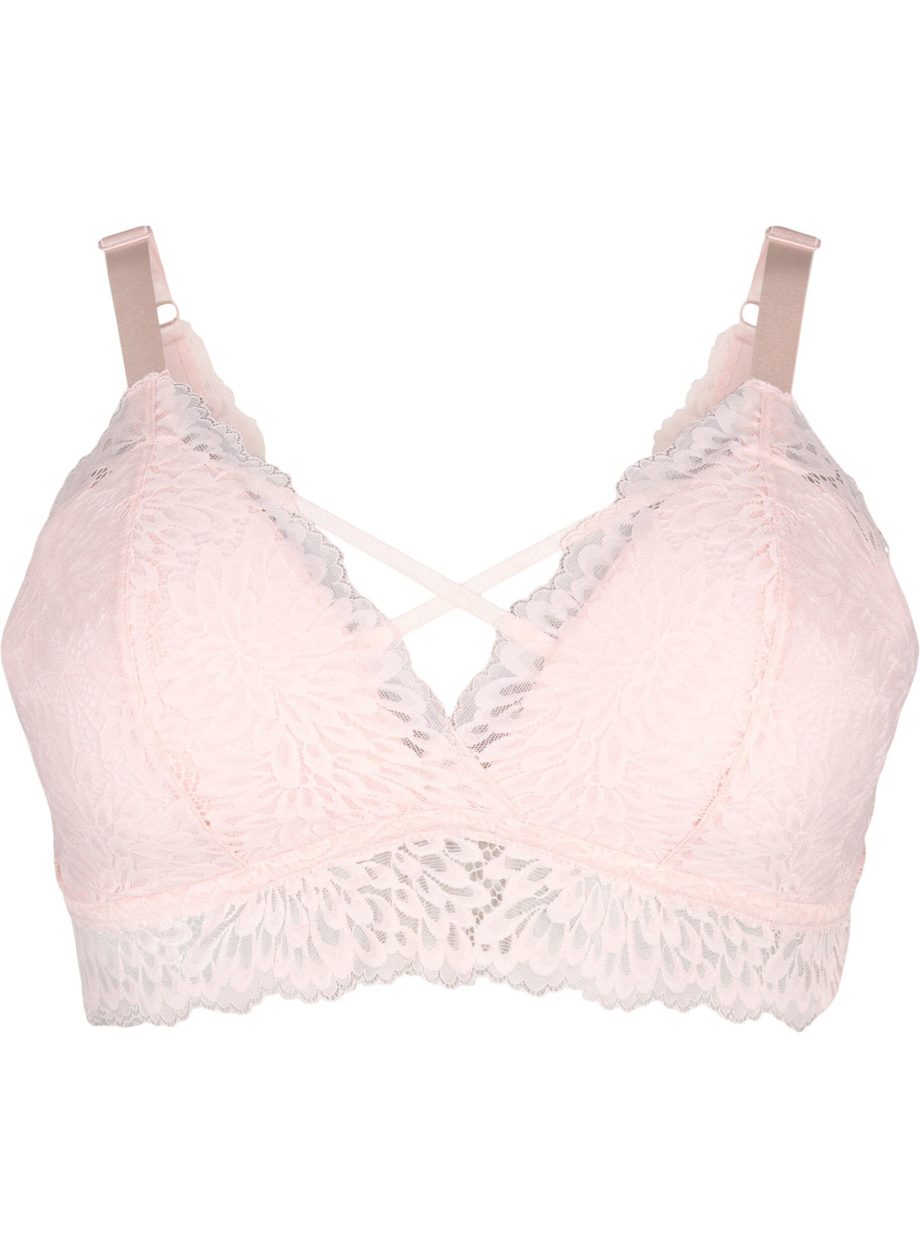 Zizzi Bralette mit String-Detail und weicher Polsterung, Peach Blush, Packshot image number 0