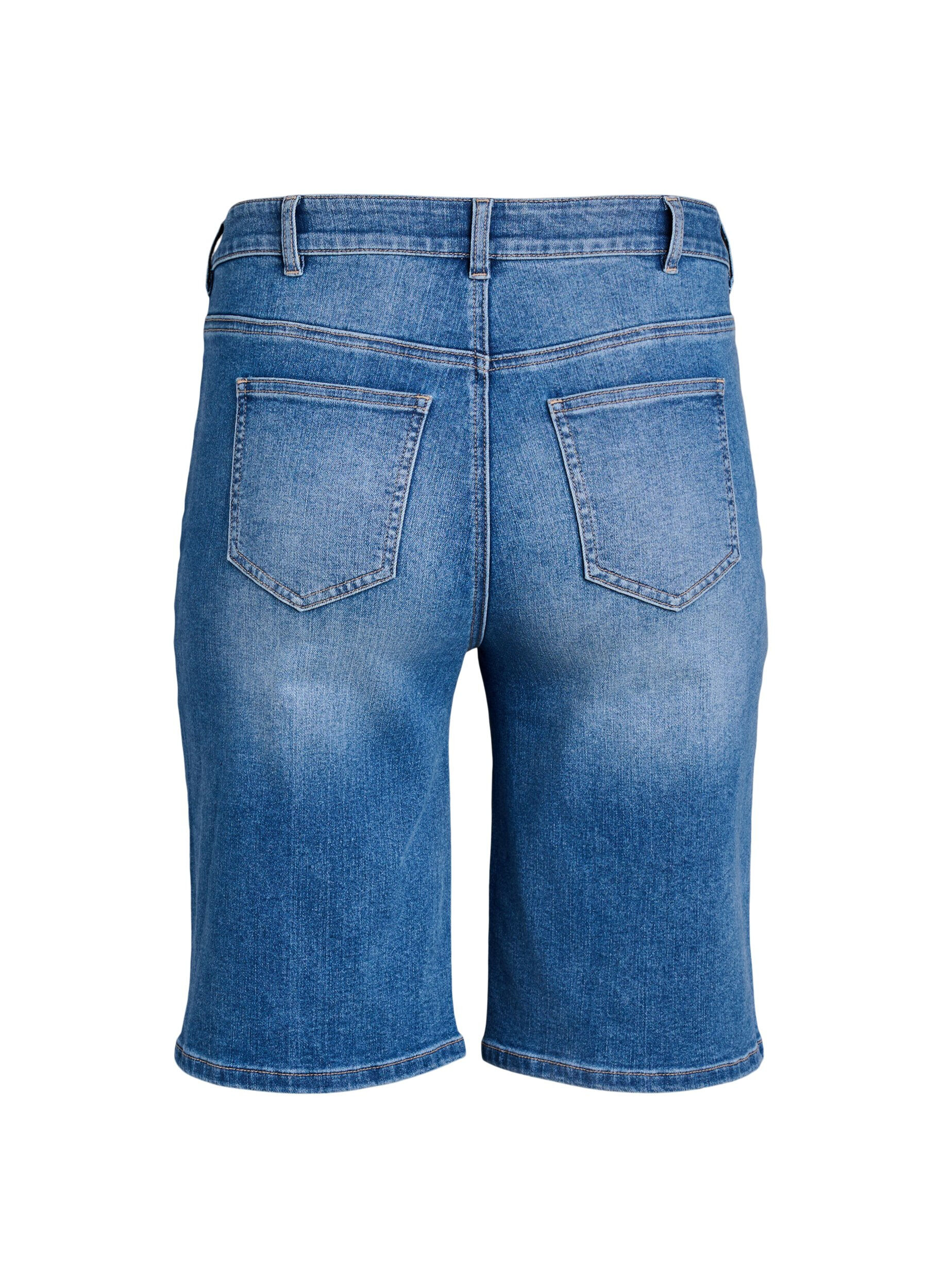 Zizzi Hoch taillierte Bermuda Shorts aus Denim, Blau, Packshot image number 1