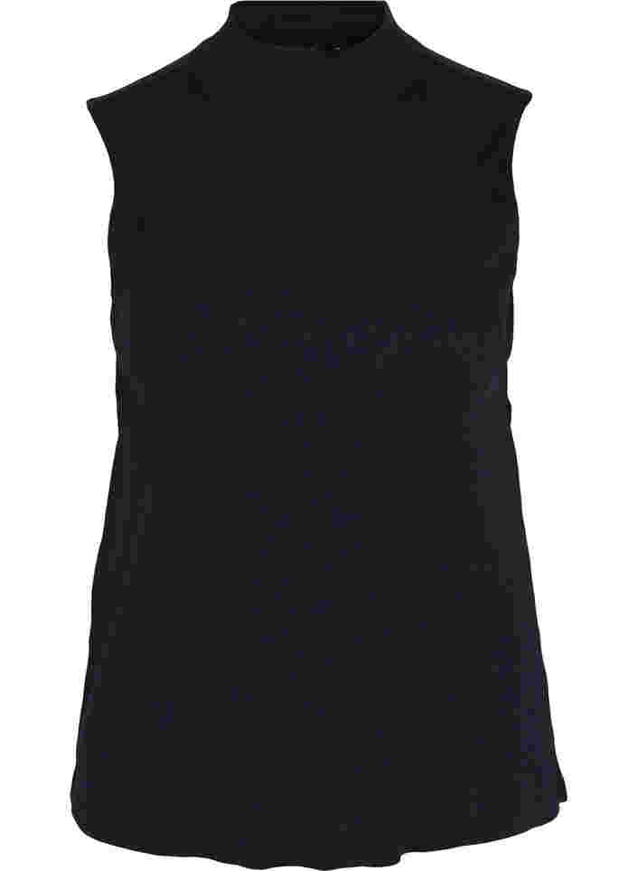 Hochgeschnittenes Baumwolltop mit gerippter Struktur, Black, Packshot image number 0
