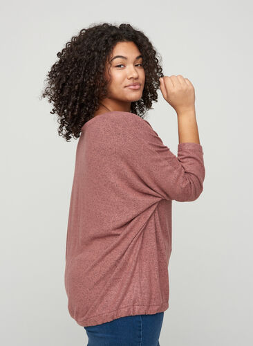 Melierte Bluse mit verstellbarem Bund, Burlwood Melange , Model image number 1