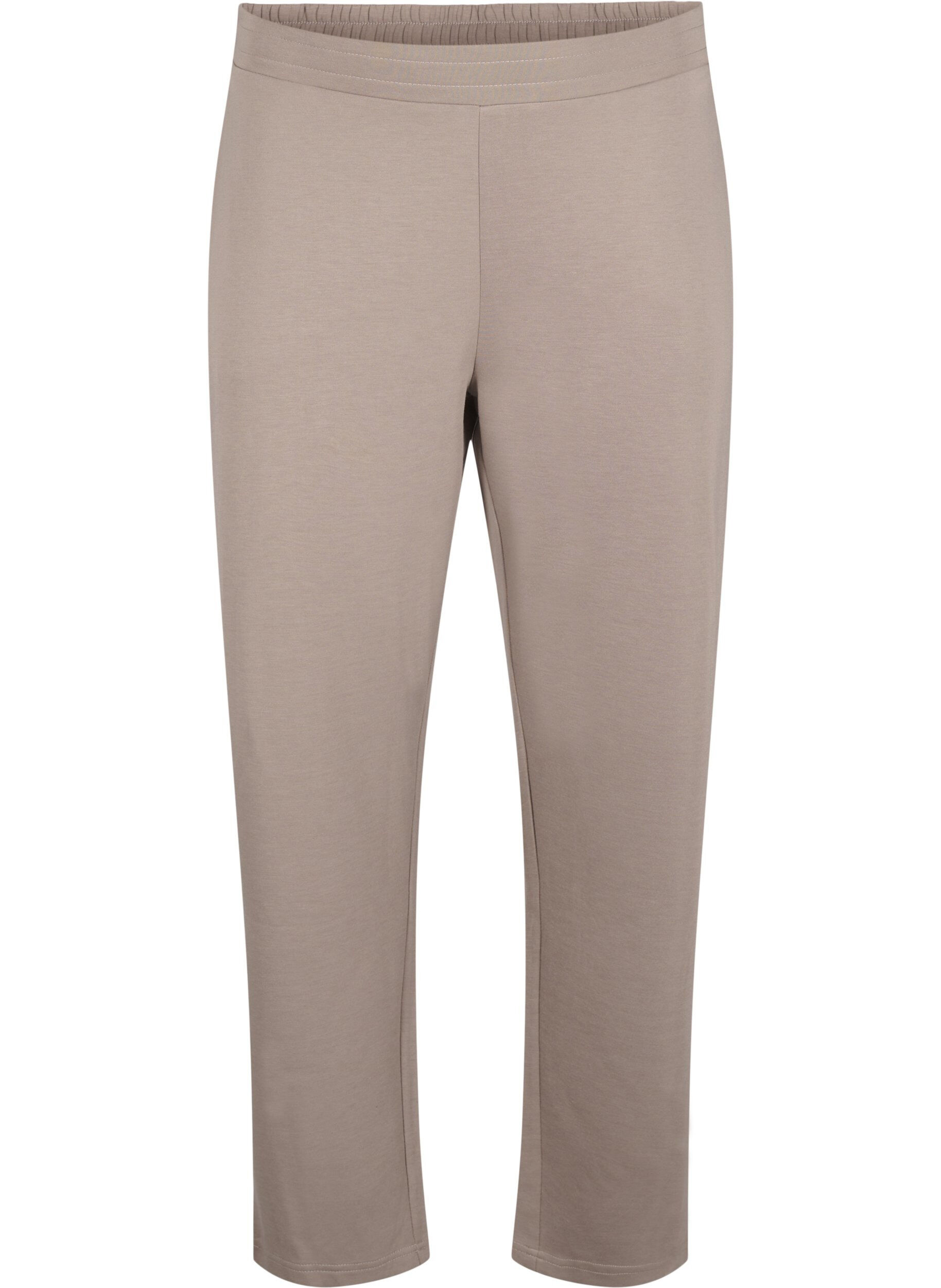 Zizzi Hose aus Modal-Mischung mit elastischem Bund, Beige, Packshot image number 0