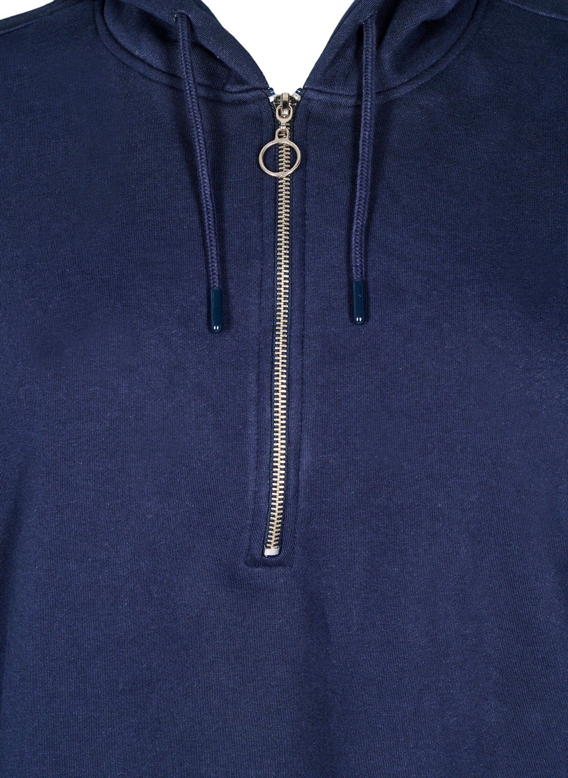 Zizzi Sweatshirtkleid mit Kapuze und langen &Auml;rmeln, Navy Blazer, Packshot image number 2