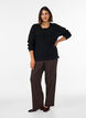 Strickbluse mit strukturiertem Lochmuster, Schwarz, Model image number 1