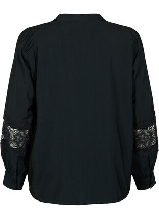  Bluse aus Viskose mit Häkeleien, Black, Packshot image number 1