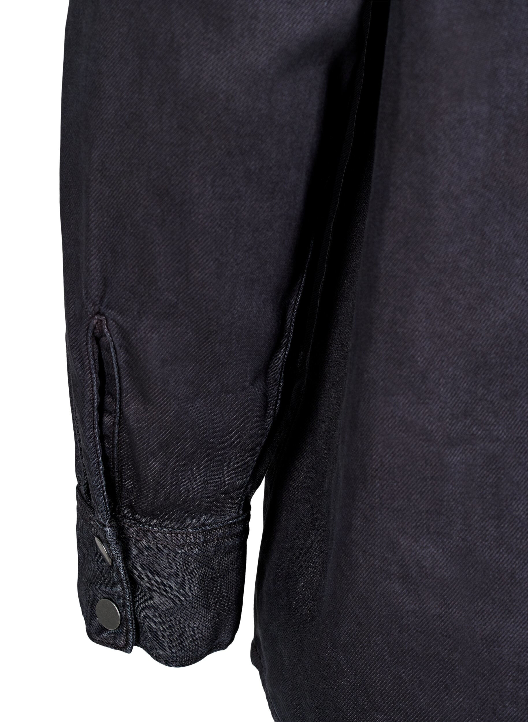 Zizzi Jeanshemd mit Brusttaschen, Schwarz, Packshot image number 3