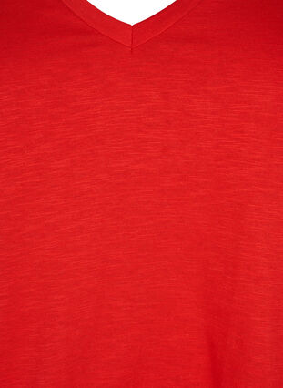 Kurzärmliges Basic-T-Shirt mit V-Ausschnitt, Flame Scarlet, Packshot image number 2