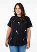 T-Shirt mit Pailletten-Blumen, Schwarz, Model image number 0