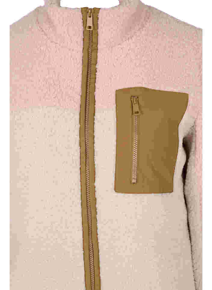 Jacke aus Teddyfleece mit Reißverschluss und Taschen, Rose Comb, Packshot image number 2
