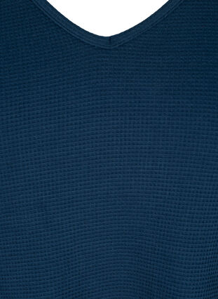 Baumwollbluse mit V-Ausschnitt und 3/4-Ärmel, Navy Blazer, Packshot image number 2