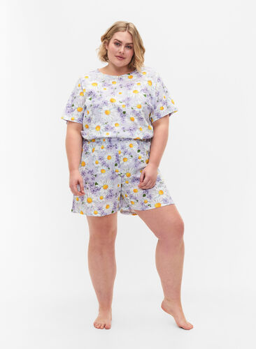 Lockere Pyjamahose mit Print, Lavender Blue AOP, Model image number 3
