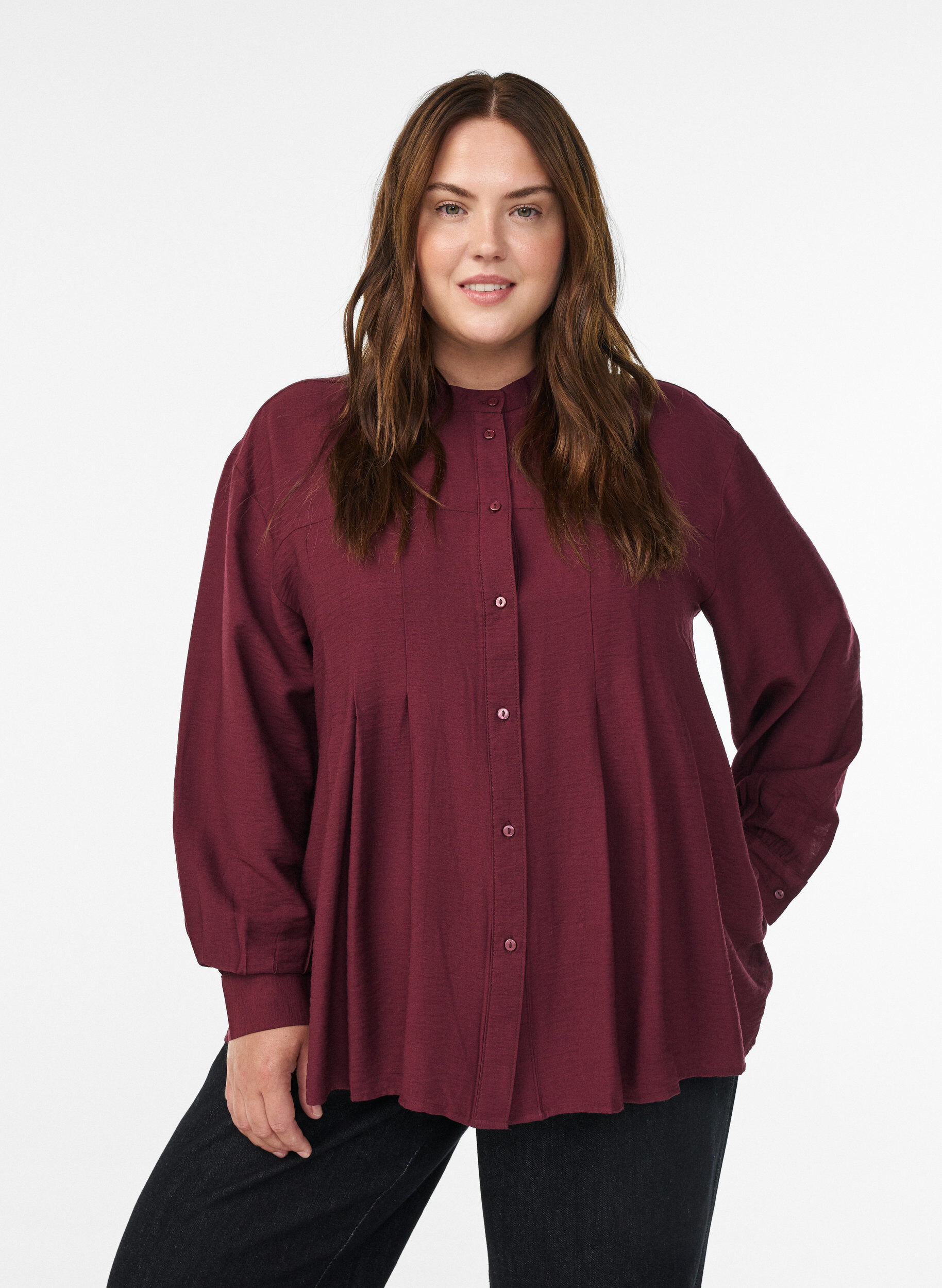 Zizzi Bluse aus Viskose mit A-Linie, Rot, Model image number 0