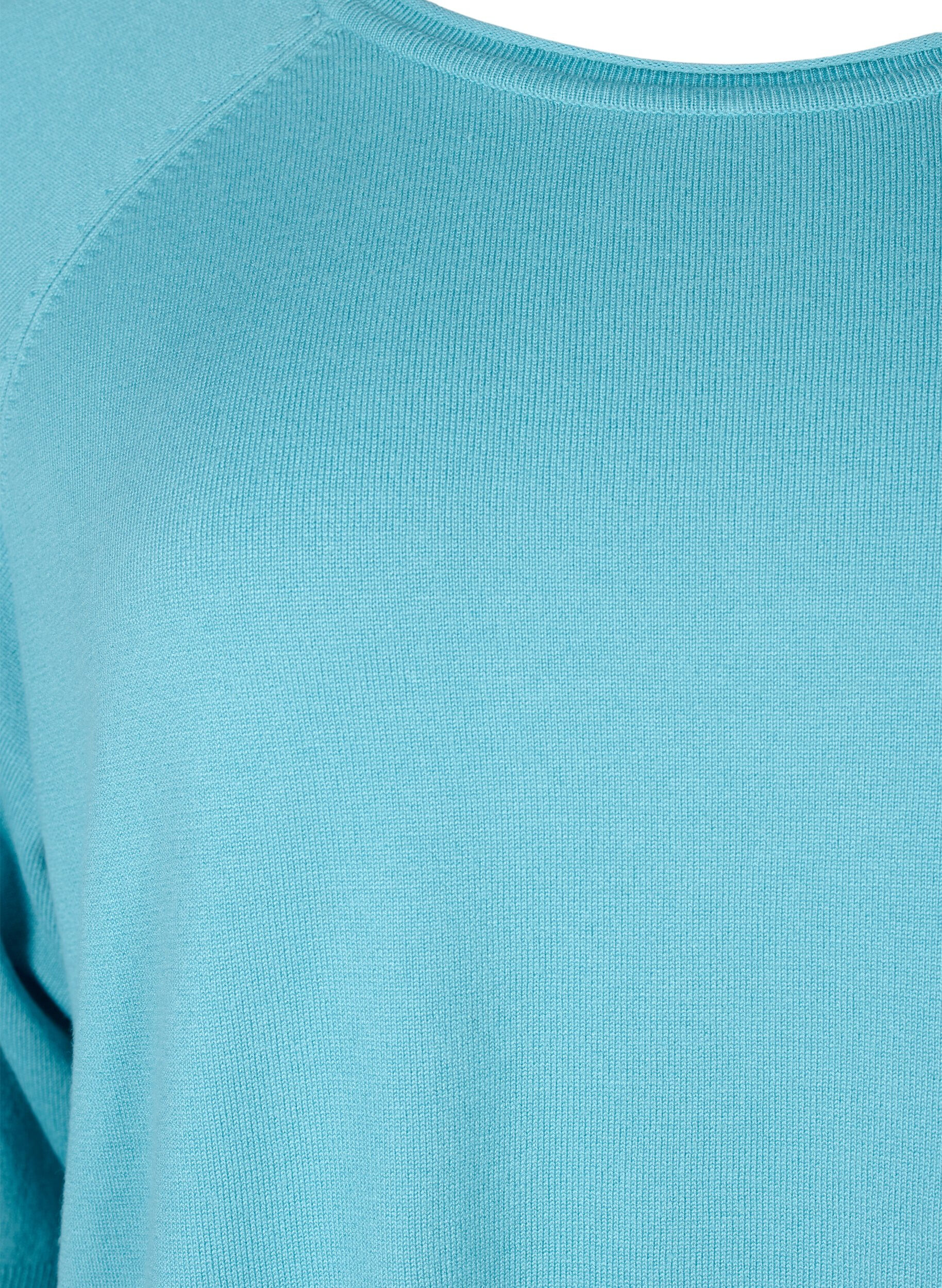 Zizzi Strickbluse aus Viskose mit 3/4-&Auml;rmeln, Reef Waters, Packshot image number 2