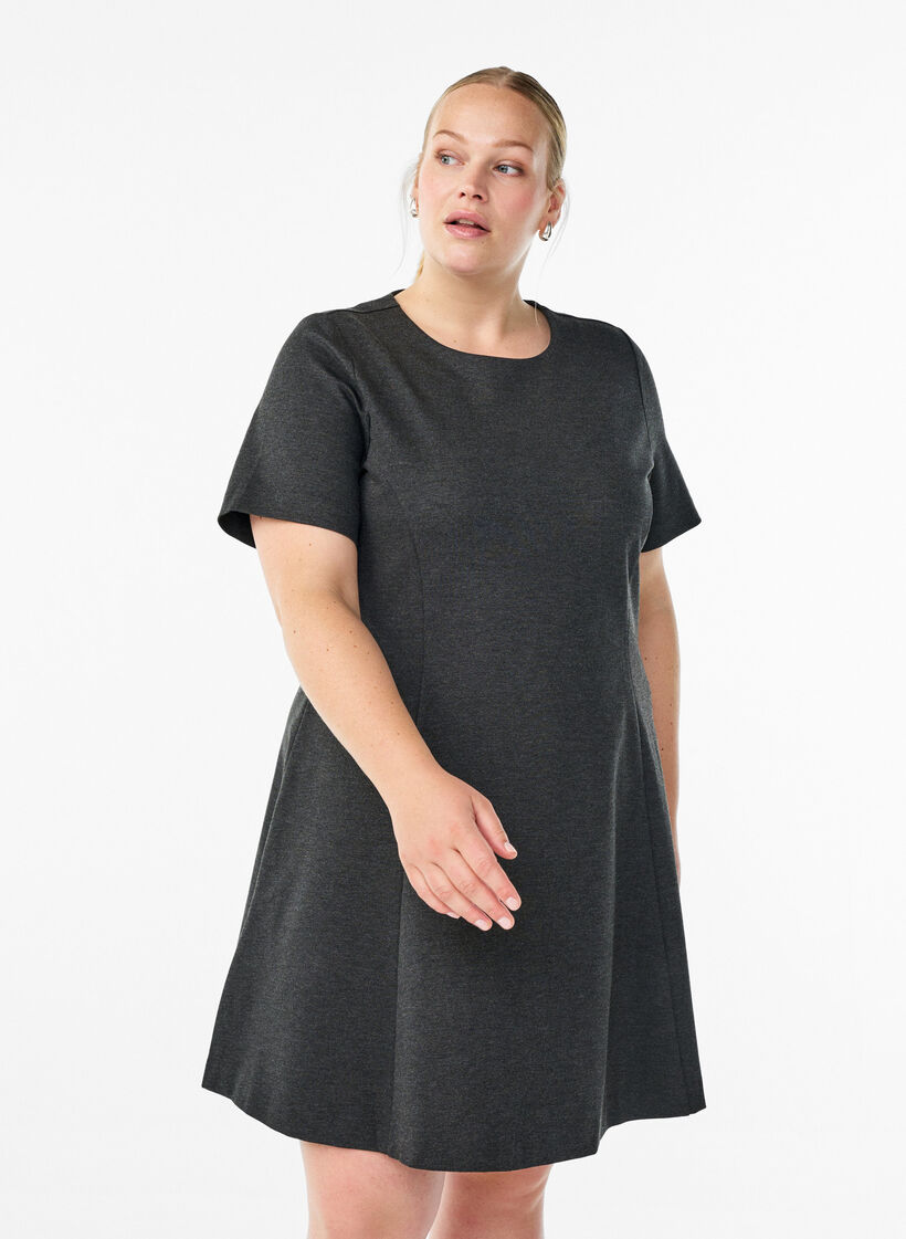 Kurzes A-Linien Kleid aus Jersey, Grau, Model image number 0