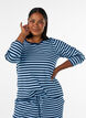 Lang&auml;rmeliges Nachtoberteil aus geripptem Jersey mit Streifen, Blau, Model image number 0