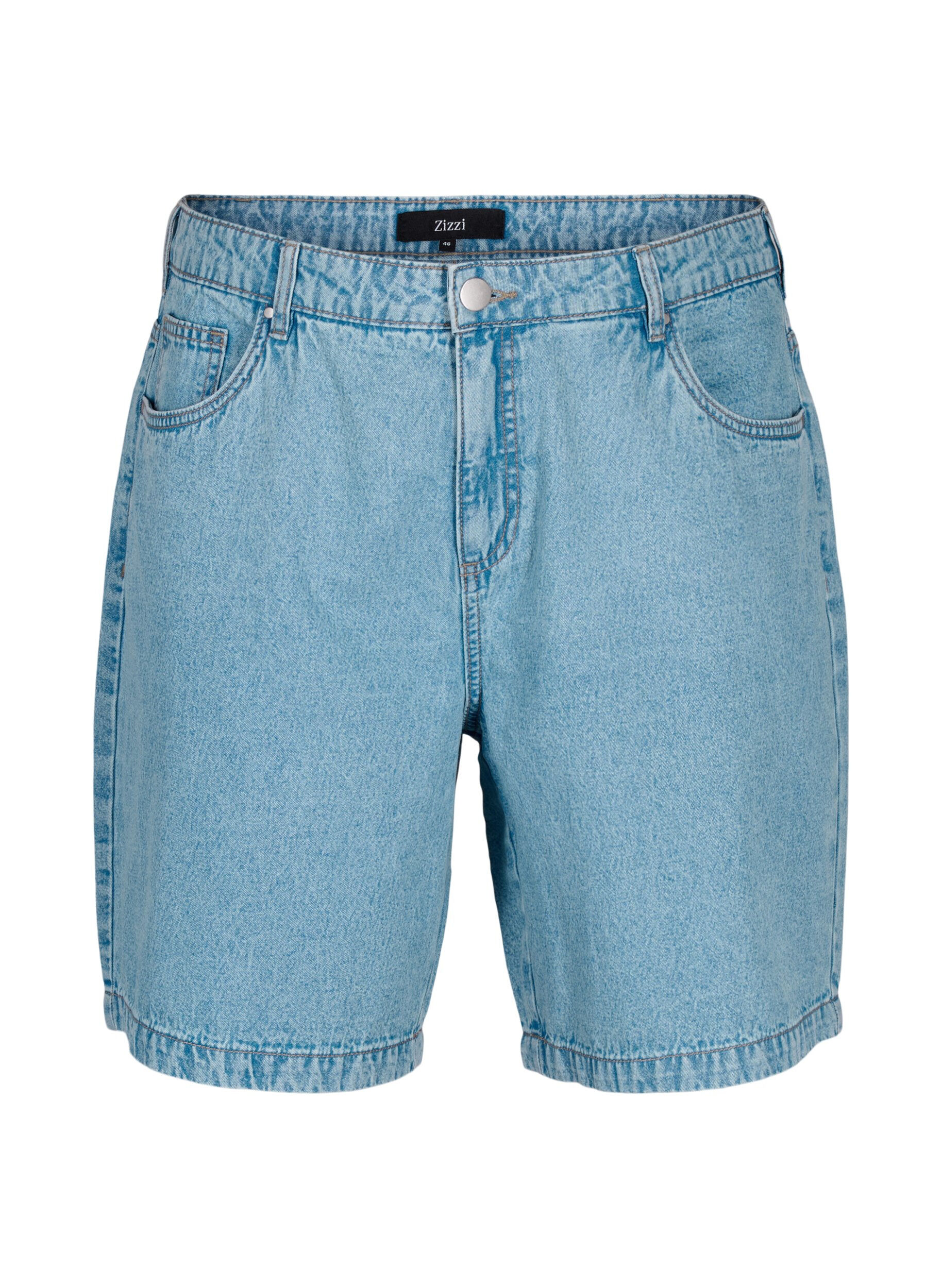 Zizzi Hohe Taille Denim-Shorts, Light Blue Denim, Packshot image number 0