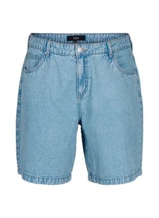 Hohe Taille Denim-Shorts, Light Blue Denim, Packshot image number 0