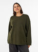 Lockerer Strickpullover mit Kontrastn&auml;hten, Gr&uuml;n, Model image number 0
