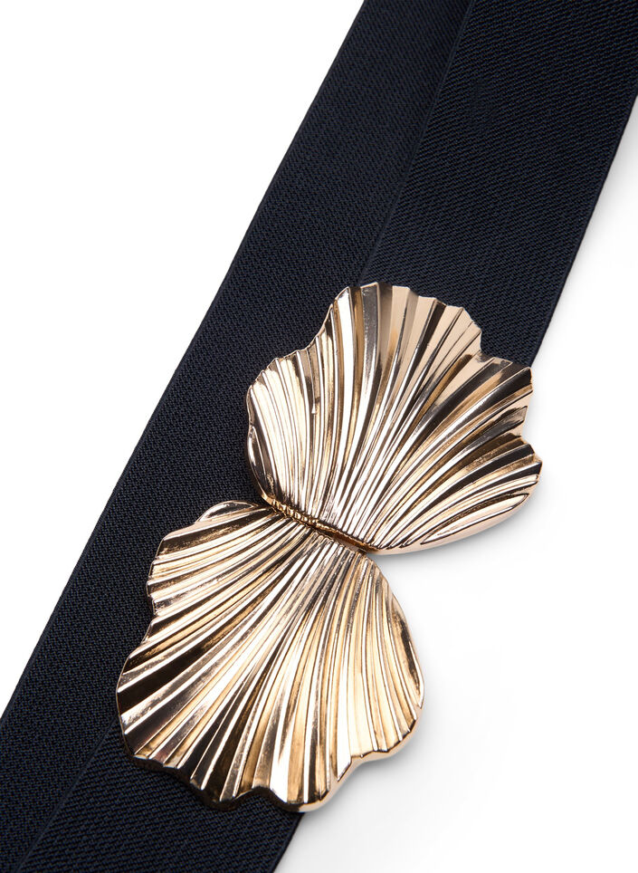 Dehnbarer Taillengürtel mit goldfarbener Schnalle, Black, Packshot image number 2