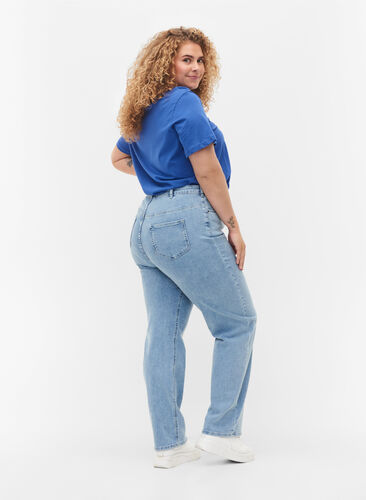 Megan-Jeans mit extra hoher Taille, Light blue, Model image number 1