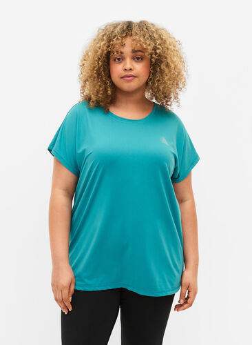 Kurzärmeliges Trainings-T-Shirt, Green-Blue Slate, Model image number 0