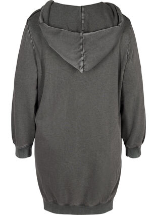 Lockeres Sweatkleid aus Baumwolle mit Kapuze und Taschen, DARK GREY WASHED, Packshot image number 1