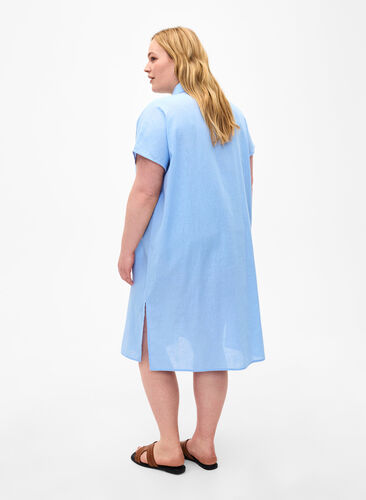 Langes Hemd aus Baumwollmischung mit Leinen, Serenity, Model image number 1
