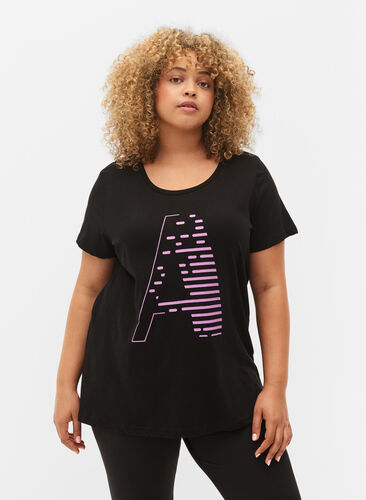 Trainings-T-Shirt mit Print, Black w. Purple A, Model image number 0