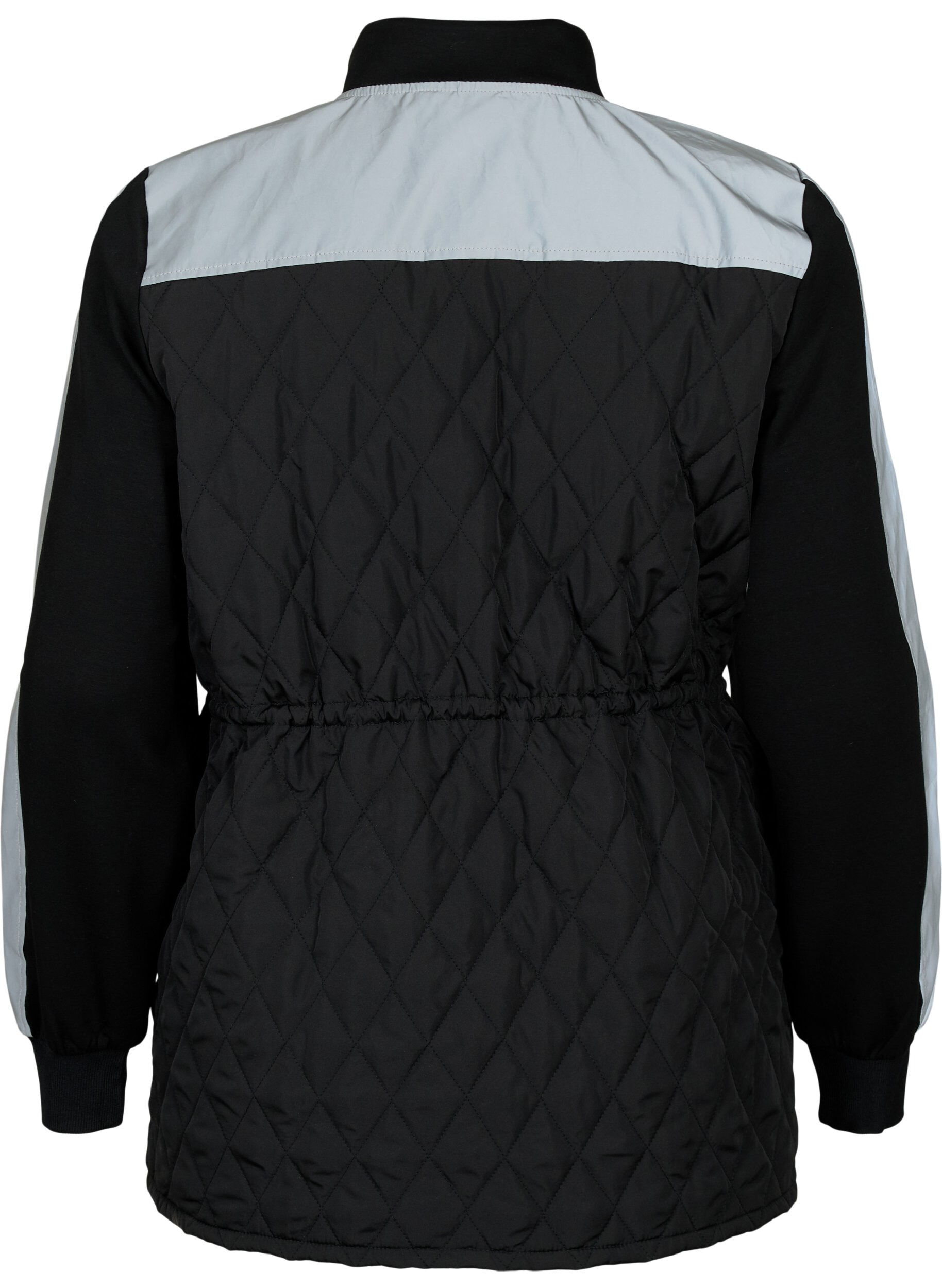 Zizzi Reflektierende Sportjacke mit verstellbarem Taillenbund, Black w. Reflex, Packshot image number 1