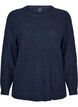 Melierte Strickbluse mit Rundhalsausschnitt, Blau, Packshot image number 0