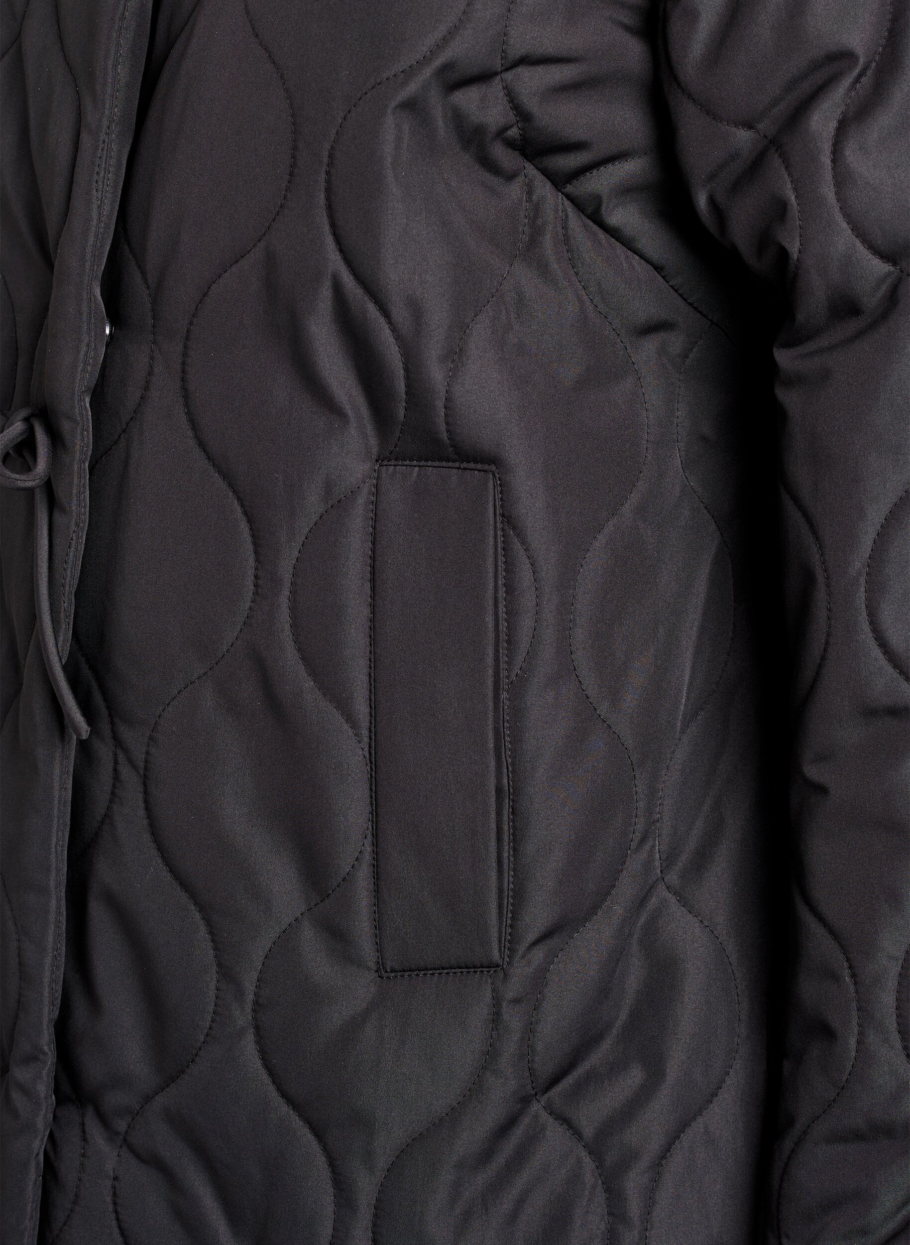 Zizzi Kurze Steppjacke mit Schleifen und hohem Kragen, Schwarz, Packshot image number 3