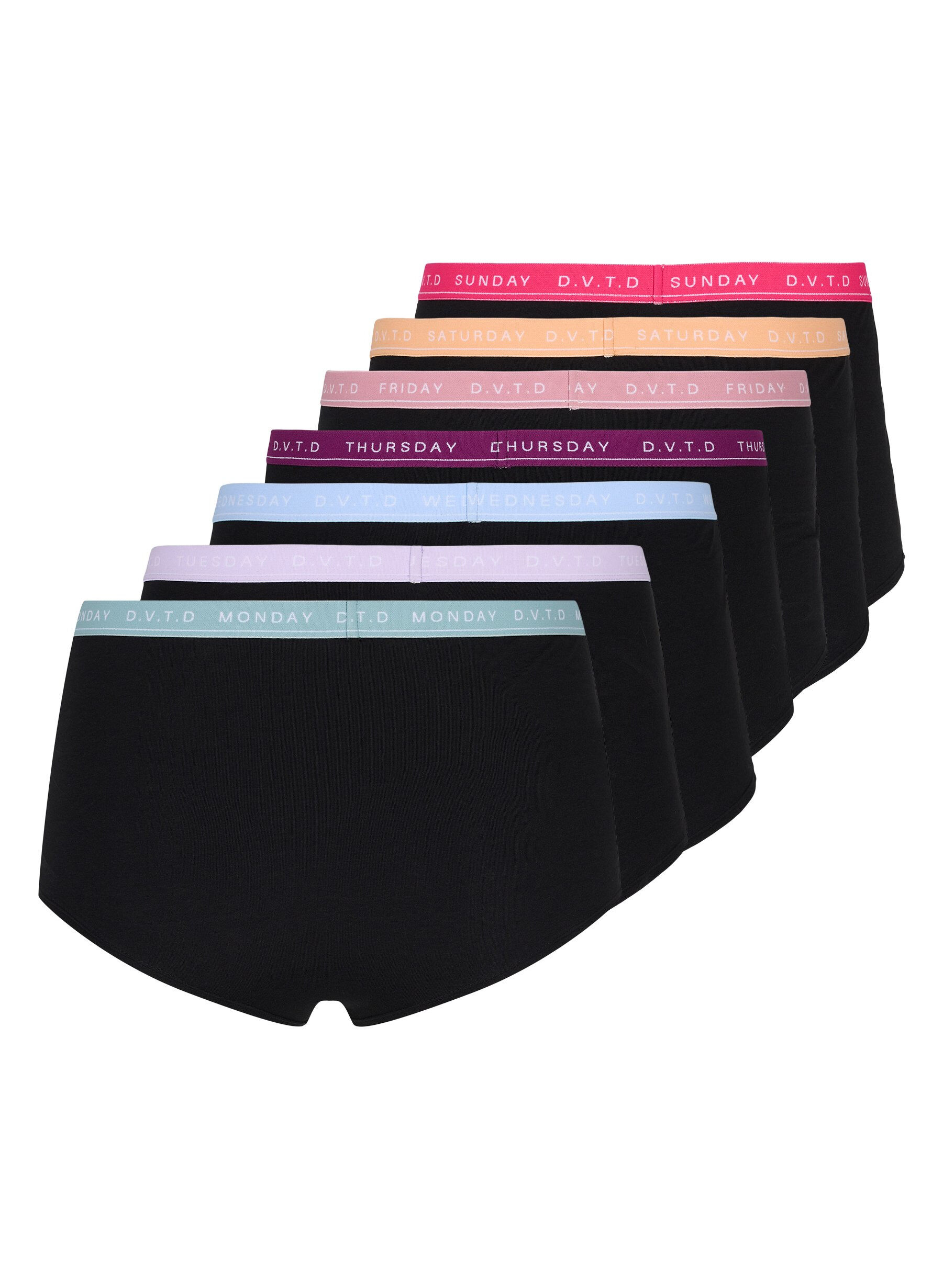 Zizzi 7er-Pack Hipster aus Baumwolle mit Wochentagen, Multi Pastel Pack, Packshot image number 1