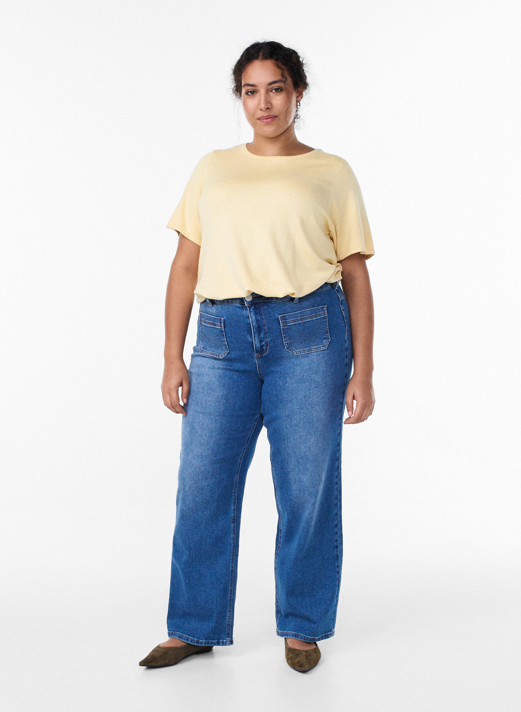 ZizziJeans mit Vordertaschen und geraden Beinen, Blau, Model image number 0