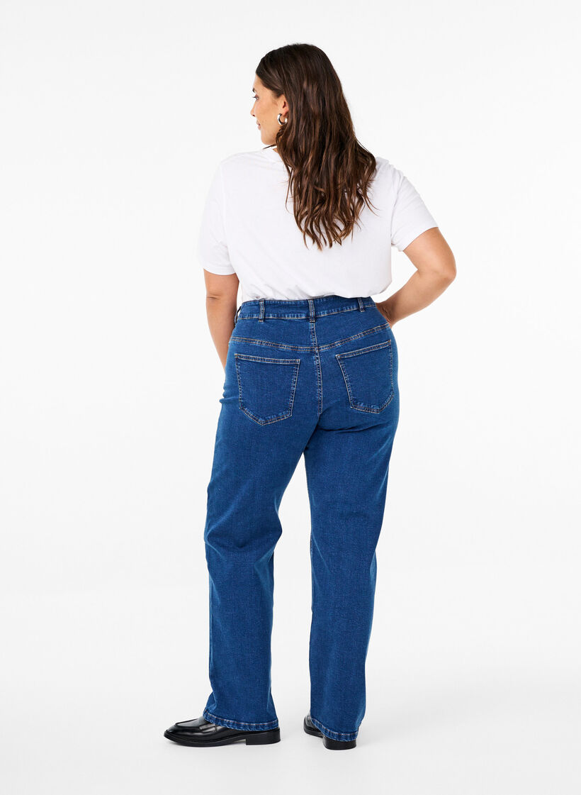 Gemma Jeans mit hoher Taille und gerader Passform, Blau, Model image number 1