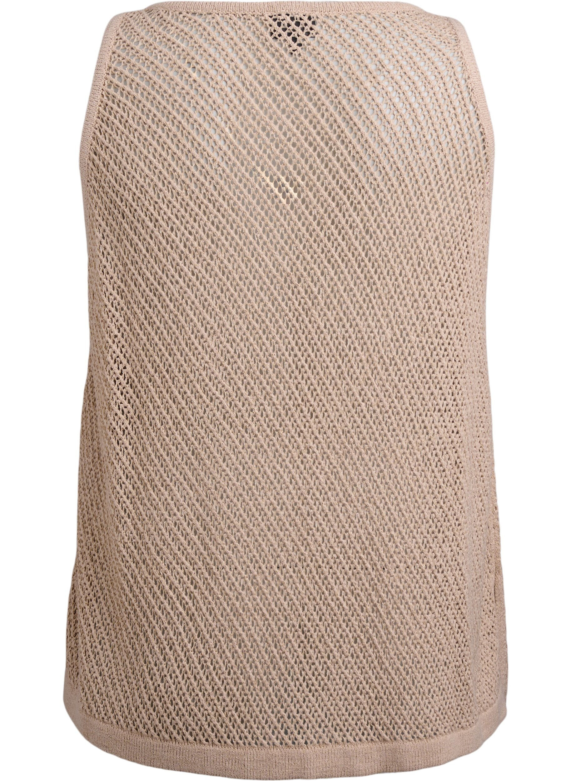 Zizzi FLASH - &Auml;rmelloser Stricktop mit V-Ausschnitt, Beige, Packshot image number 1