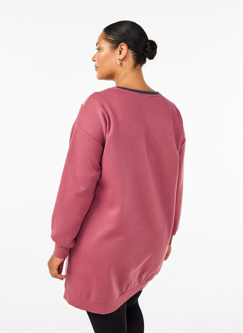 Langes Sweatshirt mit Farbblock, Rose B. Color Block, Model image number 1