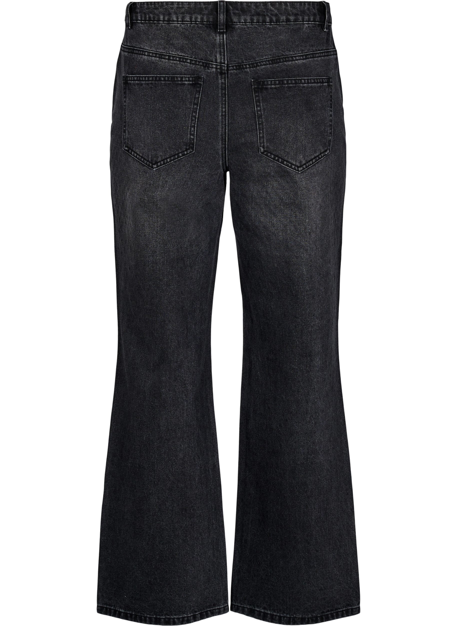 Zizzi High-Waist-Jeans in gerader Passform mit Strasssteinen, Grau, Packshot image number 1