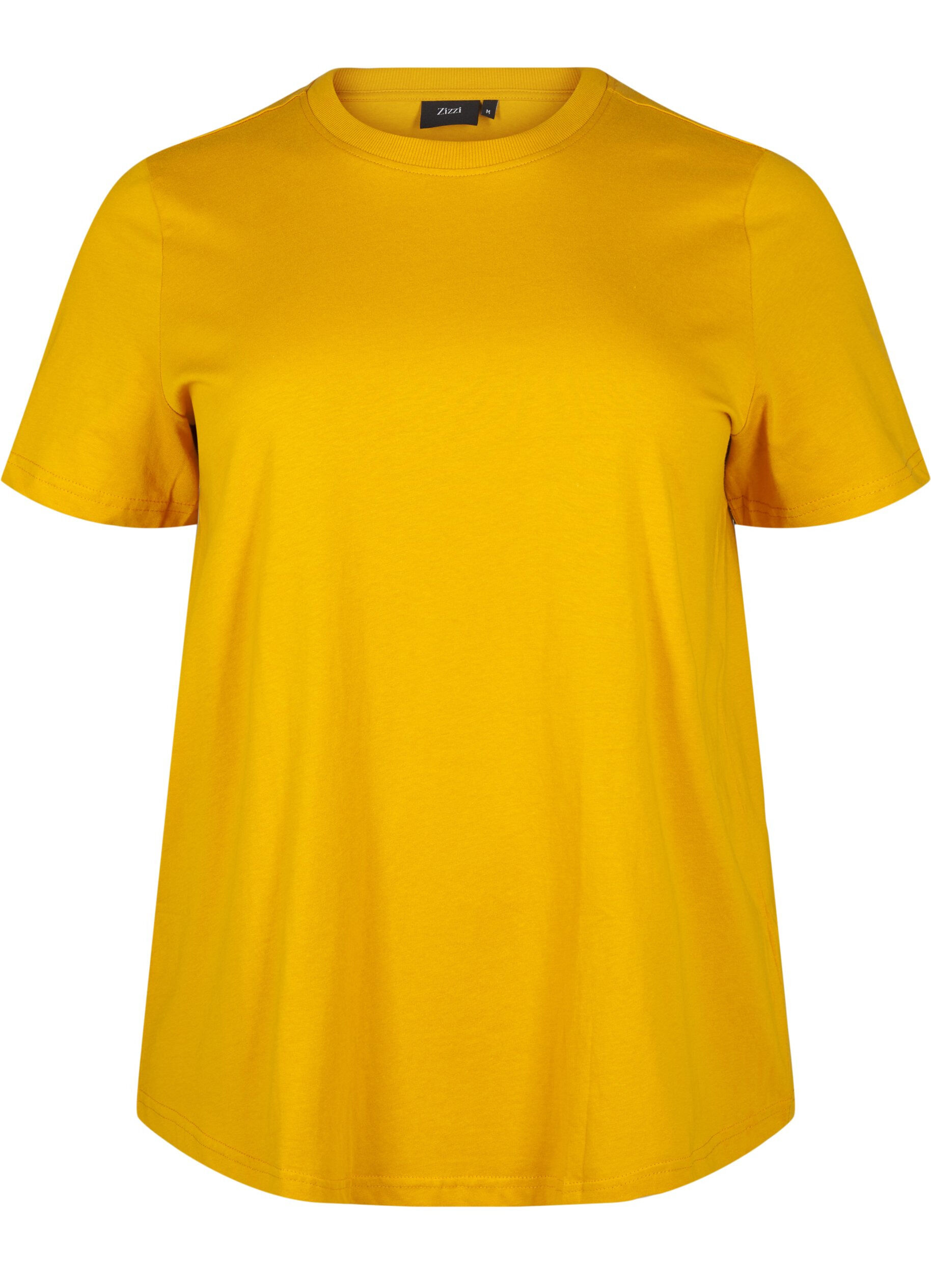 ZizziBasic-T-Shirt aus Baumwolle mit Rundhalsausschnitt, Gelb, Packshot image number 0
