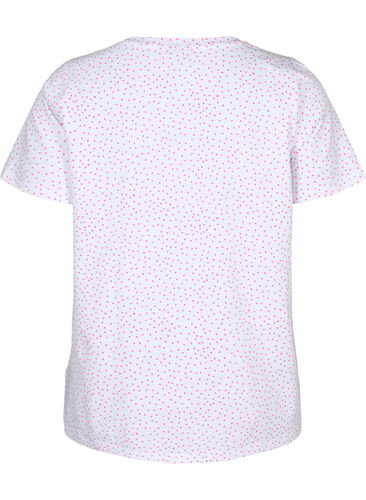 Baumwoll-T-Shirt mit Punkten und V-Ausschnitt, B.White/S. Pink Dot, Packshot image number 1