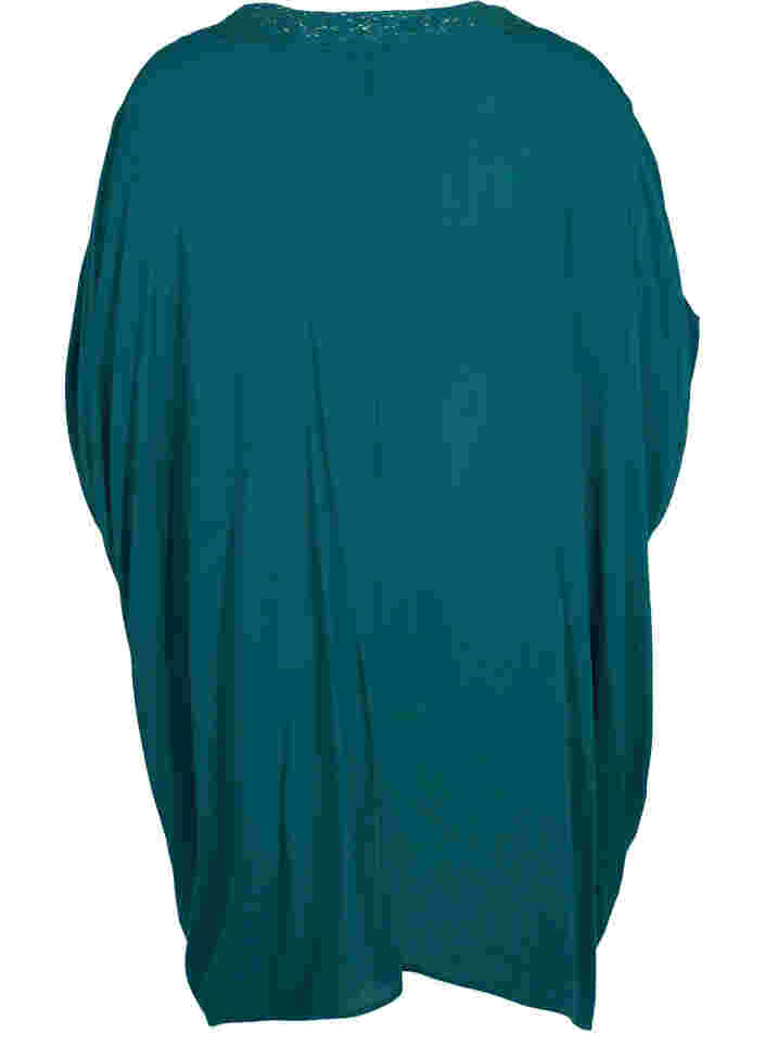 Strandkleid aus Viskose mit Spitzendetails, Deep Teal, Packshot image number 1