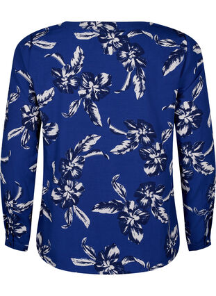 FLASH – Langärmlige Bluse mit Druck, Navy Blazer Flower, Packshot image number 1