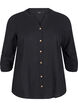 Baumwollbluse mit V-Ausschnitt, Schwarz, Packshot image number 0