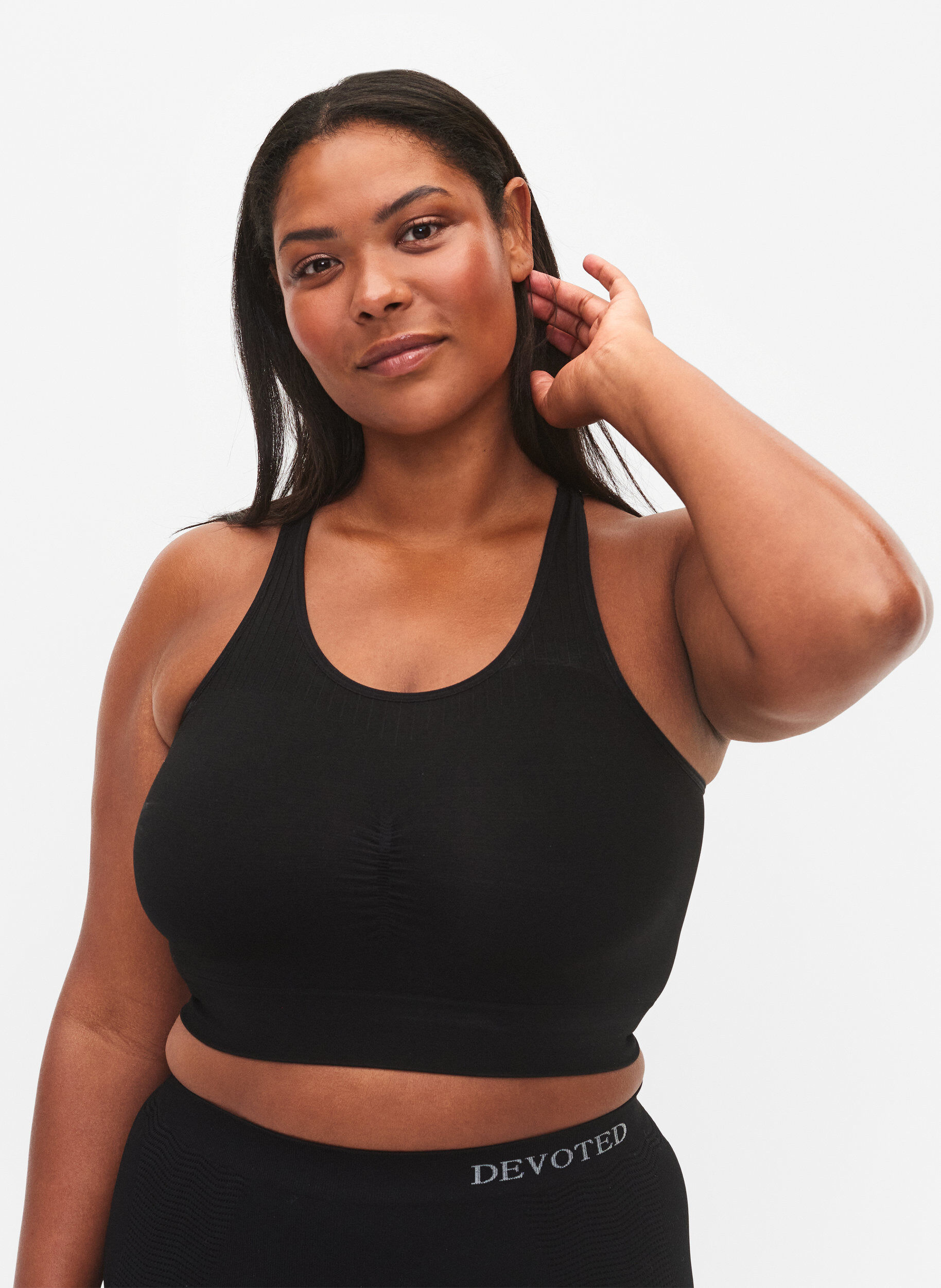 Zizzi Nahtloses BH Top, Black, Model image number 0